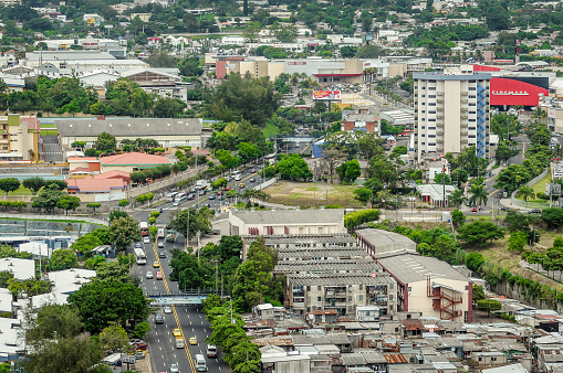 San Salvador, El Salvador - September 15, 2012: A n aerial view Juan Pablo II avenue, one of the most known streets in San Salvador.