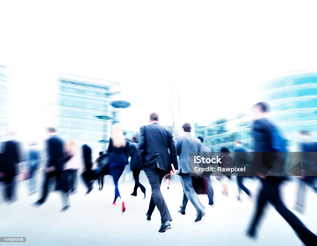 Commuter Rush Hour Travel Waking Business Concept Blurred Motion Stock Photo