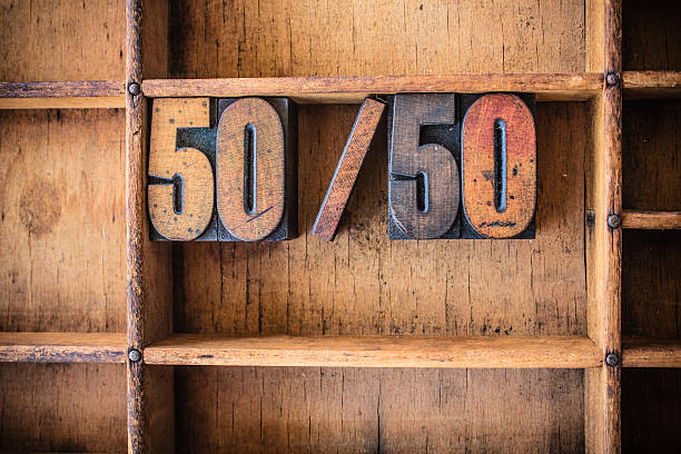 istock 50/50 Concept Wooden Letterpress Theme 475602534