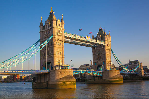 Tower bridge on the river Thames in sun set light.