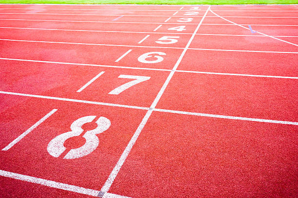 istock Finish point of running track. 475607136