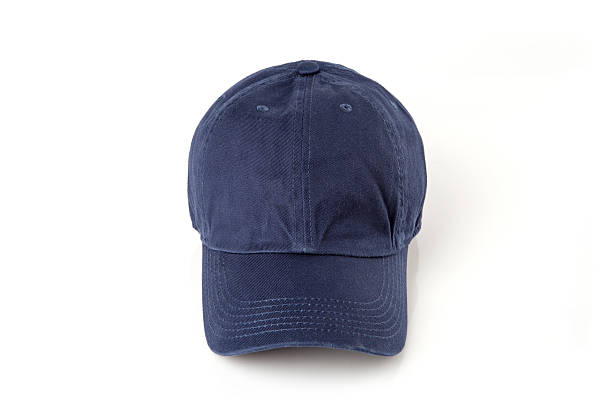 istock Dark blue cap on the head ready for branding. 475607166