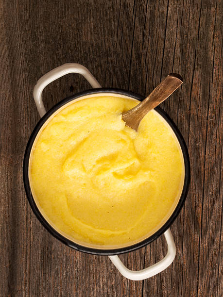 pot of rustic cooked italian polenta