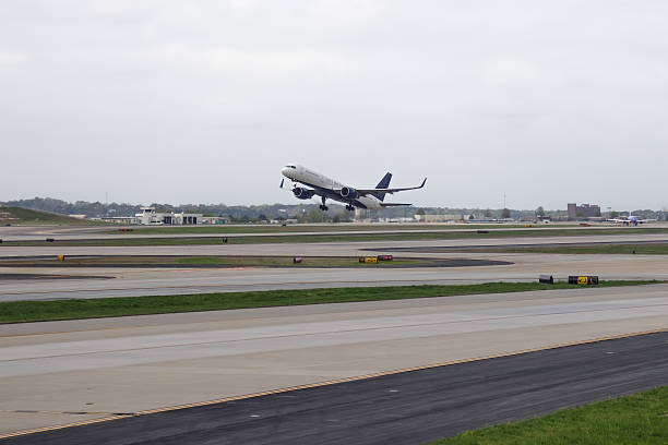 istock Pushing to take off, airplane becomes airborne 475609630