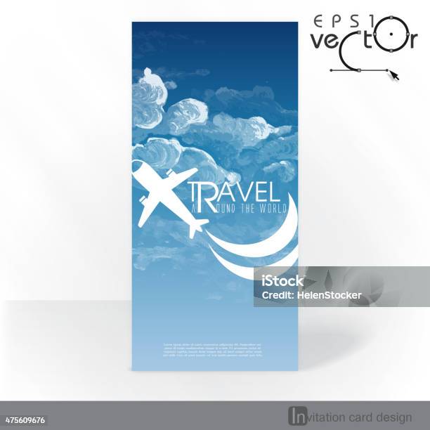 Party Invitation Card Design Template Stock Illustration - Download Image Now - Flyer - Leaflet, Airplane, 2015