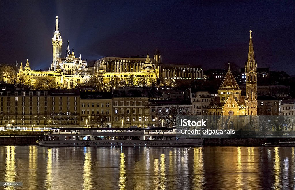 Budapeszt nocą - Zbiór zdjęć royalty-free (Architektura)