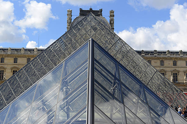 Paris, France - May 20, 2015: Marked by its signature glass Pyramids, The Louvre is one of the largest and most visited museums in the world and is one of the major tourist’s attraction for France.