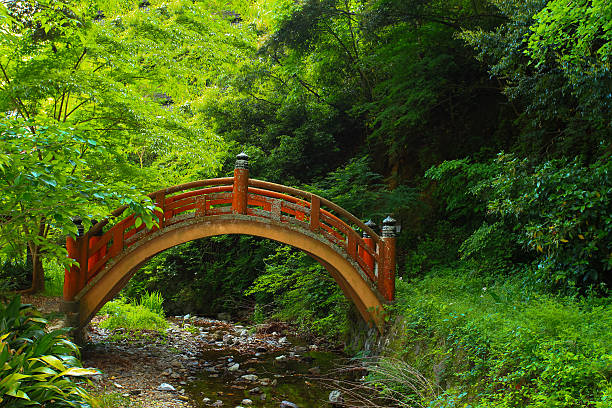 istock Japanese nature scene with bridge 475617108