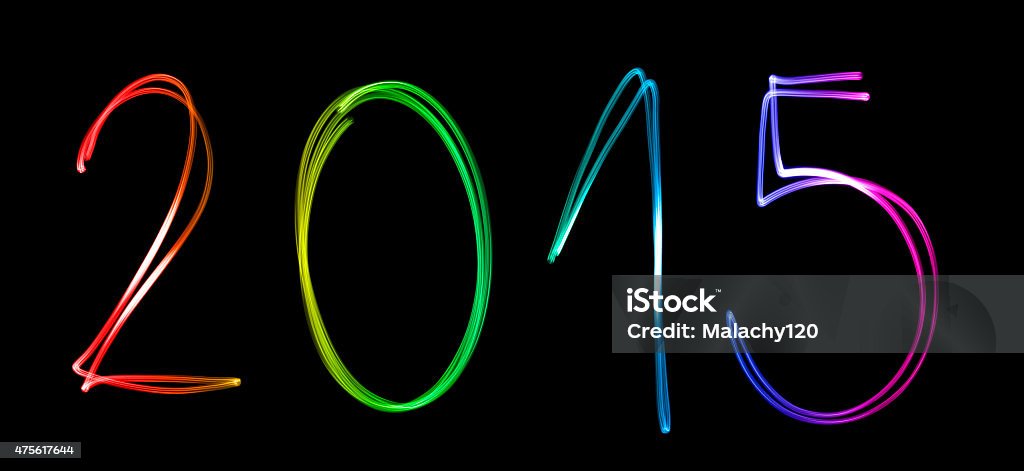 Flourescent picture of the year 2015 Flourescent picture of the year 2015 in different colors. 2015 Stock Photo