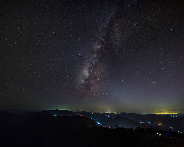 istock Beautiful milky way over urban cities. 475618364