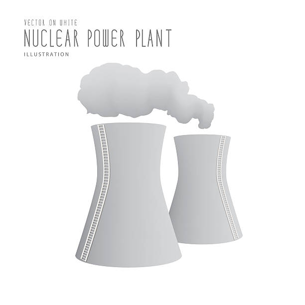 원자력 발전소 평편 벡터. - nuclear power station construction uranium energy stock illustrations