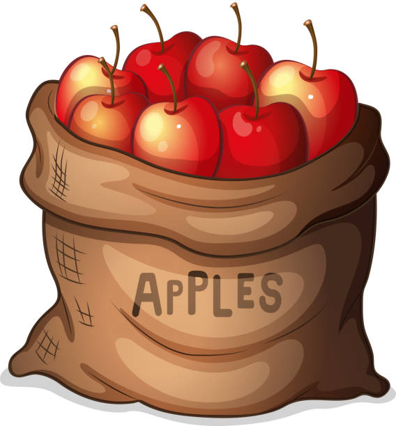 Sack Of Apples Stock Illustration - Download Image Now - Apple - Fruit, Bag,  Red - iStock