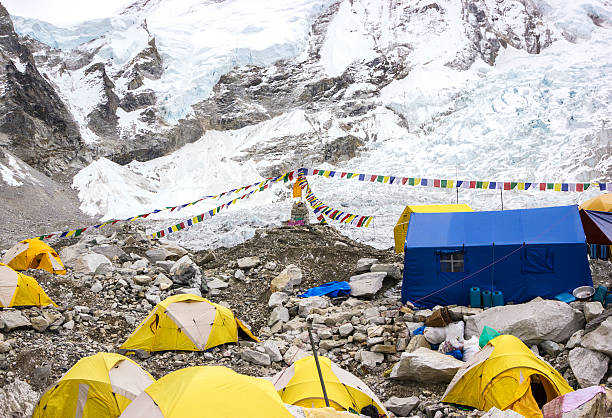 istock Tents in Everest Base Camp, cloudy day. 475627521