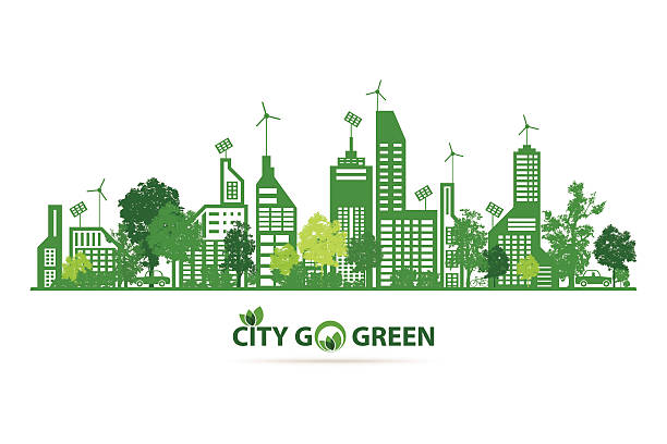 Eco city vector art illustration