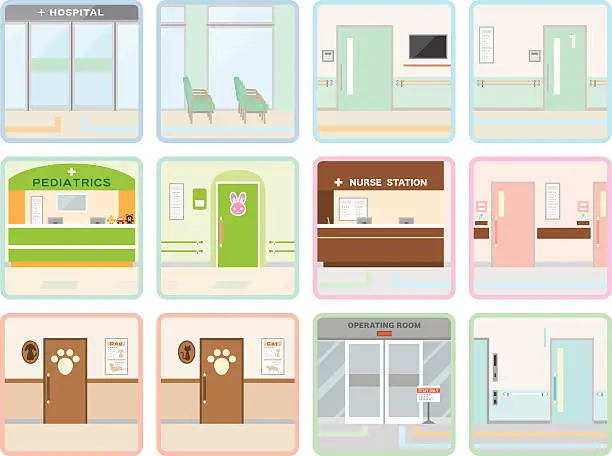 Vector illustration of Various hospital