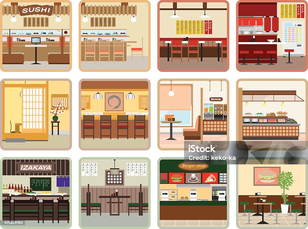 Various restaurants Illustrations of various restaurant Restaurant stock vector