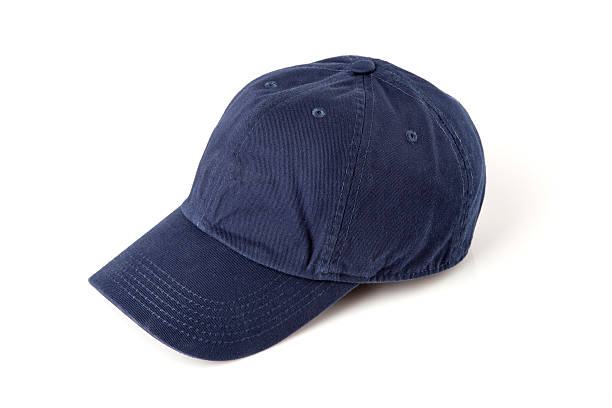 istock Dark blue cap on the head ready for branding. 475630082