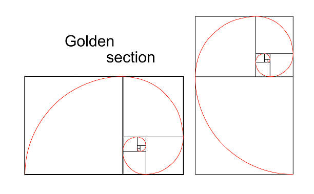 ilustrações de stock, clip art, desenhos animados e ícones de ilustração da dupla espiral dourada (secção, razão, percentagem) - balance symmetry comparison old