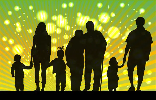 Vector illustration of Family silhouette.