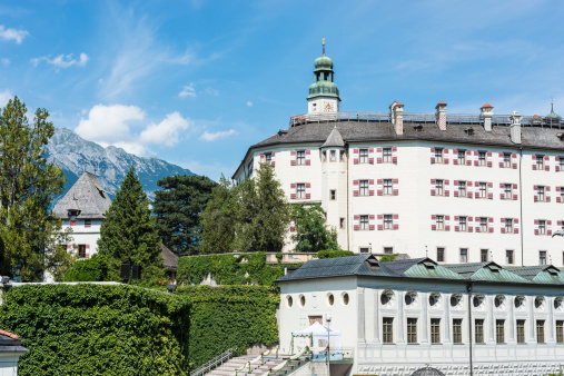 Ambras Castle (Schloss Ambras) a Renaissance sixteenth century castle and palace located in the hills above Innsbruck, Austria.