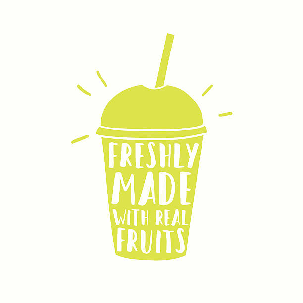 Freshly made with real fruits. Juice or smoothie cup to Freshly made with real fruits. Juice or smoothie cup to go smoothie stock illustrations