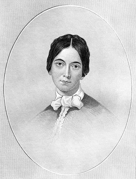 Frances Sargent Osgood - Poet And Edgar Allan Poe Friend Engraving from 1885 featuring Frances Sargent Osgood who was a poet and friend of Edgar Allan Poe.  She lived from 1811 until 1850. edgar allan poe stock illustrations