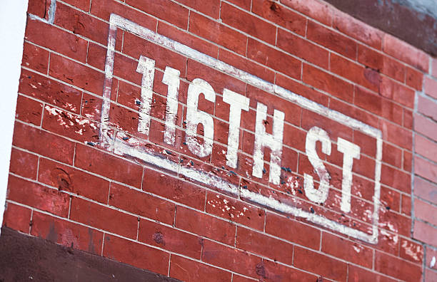 Harlem Street Sign on Brick Wall, New York