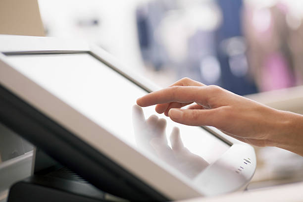 istock Hand Touching Screen Of Cash Register 475640681