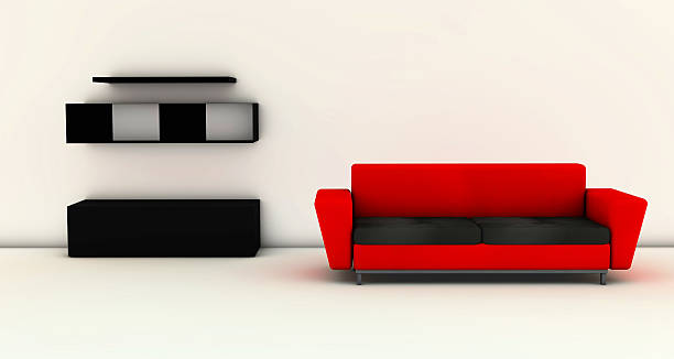 istock 3D Living room with red sofa 475641745