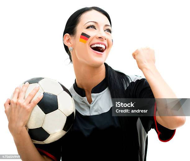 Ventilador De Fútbol De Alemania Aclamando Foto de stock y más banco de imágenes de Aclamar - Aclamar, Fútbol, Pelota de fútbol