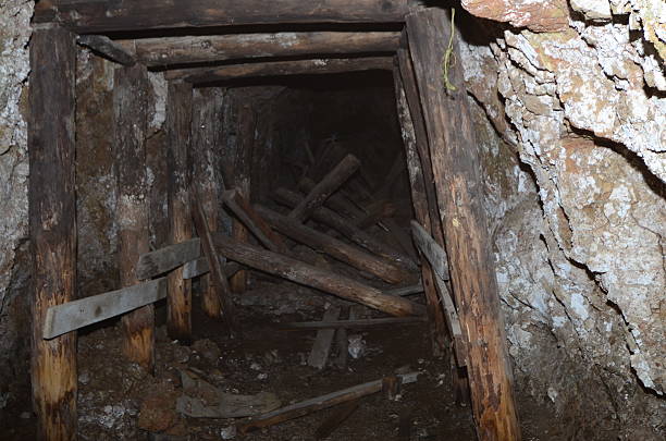 istock Collapsed mine shaft with wood supports 475660048