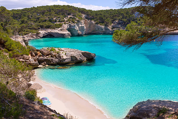 Cala Mitjaneta in Menorca Ciutadella at Balearics Cala Mitjaneta in Menorca Ciutadella at Balearic islands balearics stock pictures, royalty-free photos & images