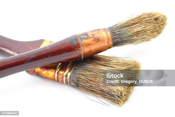 Brown Paintbrushes On White Stock Photo - Download Image Now - Art, Art And Craft, Art and Craft Equipment