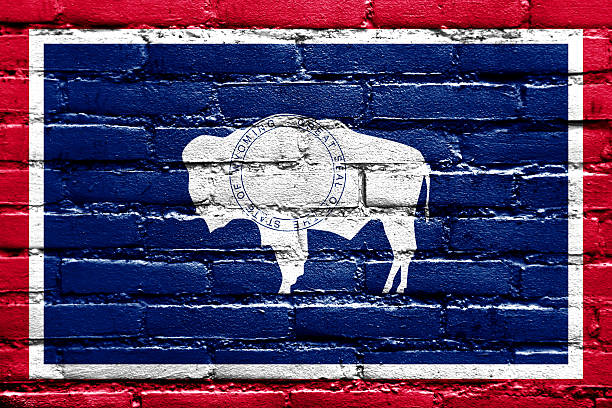 istock Wyoming State Flag painted on brick wall 475666371