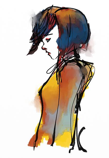 istock Cute girl watercolor illustration 475666644