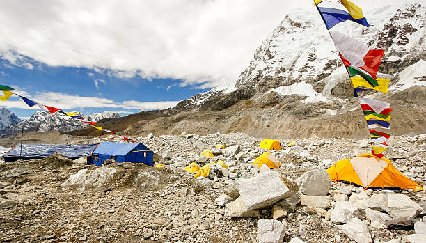 istock Tents in Everest Base Camp, cloudy day. 475673599