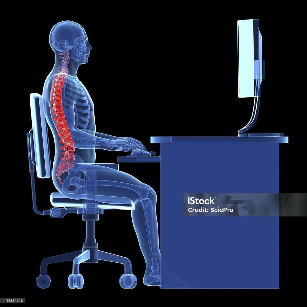 correct sitting 3d rendered medical illustration - correct sitting posture Ergonomics Stock Photo