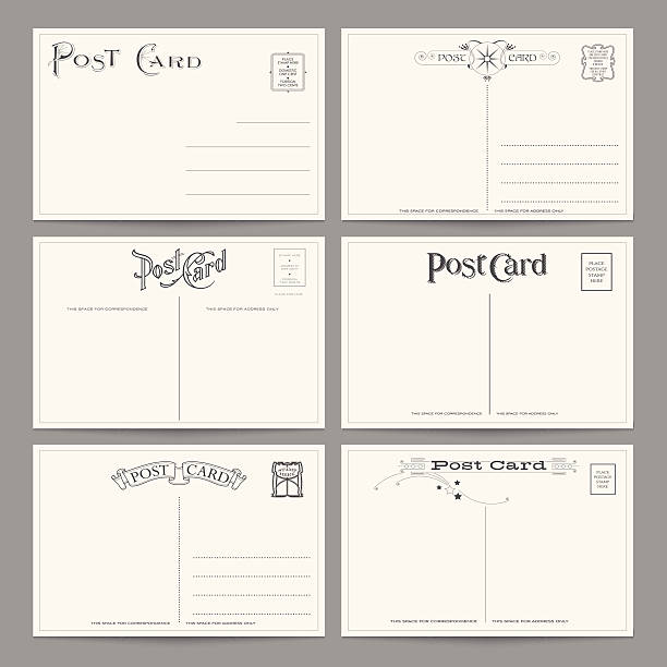 sammlung von vektor-postkarte designs - postkarte stock-grafiken, -clipart, -cartoons und -symbole