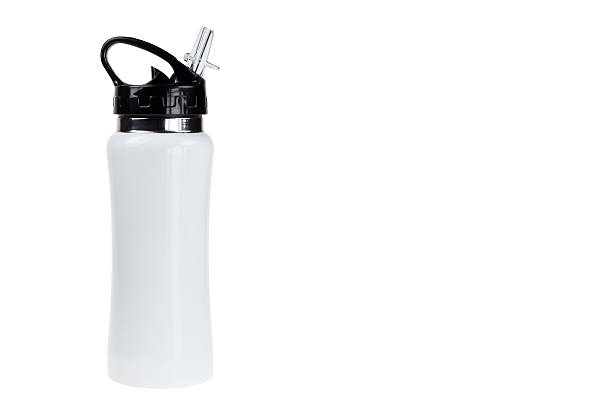 Isolated stainless steel bottle on white background stock photo
