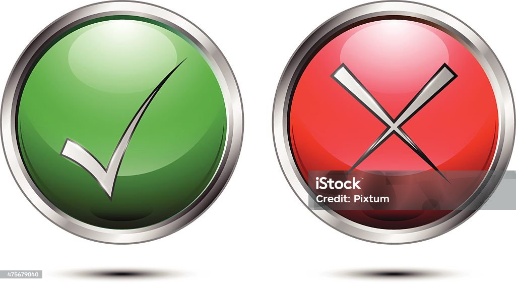 Vector Button Sign Check Correct And Incorrect On White Background ...