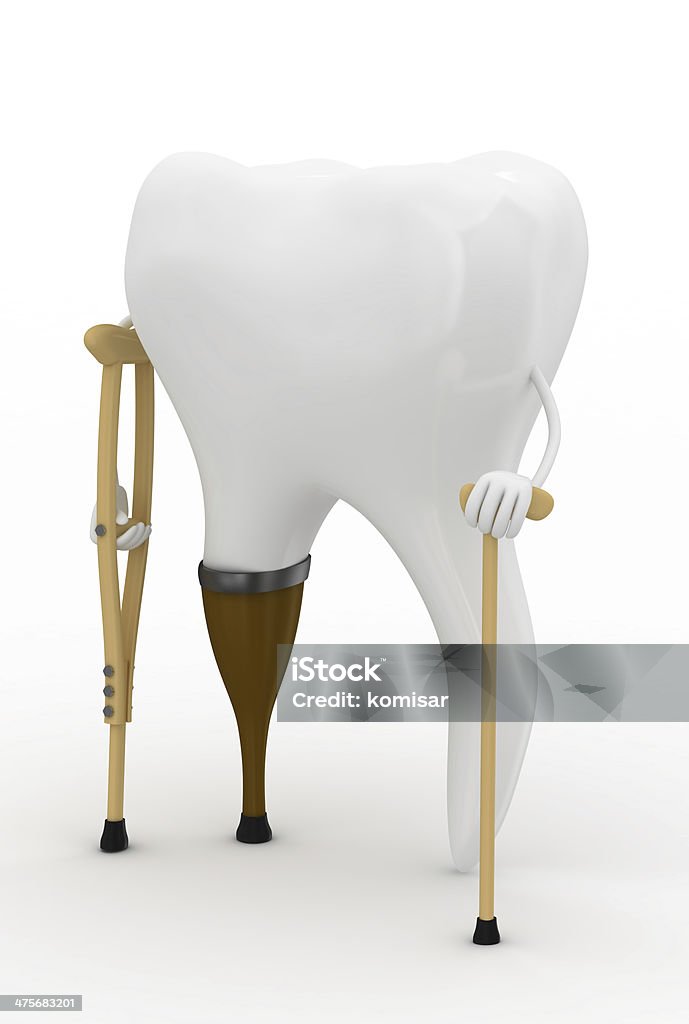 lame tooth on crutches Candy Stock Photo