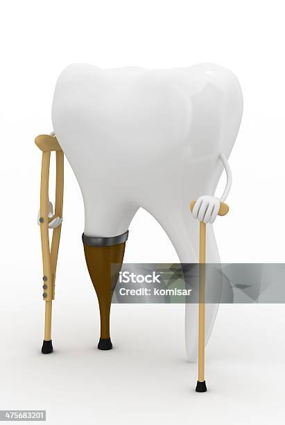 Lame Tooth On Crutches Stock Photo - Download Image Now - Candy, Candy Cane, Characters