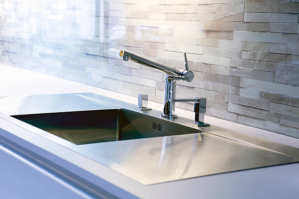 close-up of modern kitchen sink