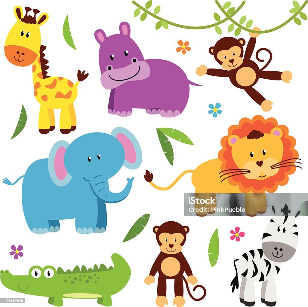 Cute Vector Set of Zoo Animals Cute Vector Set of Zoo Animals.  Safari Animals stock vector