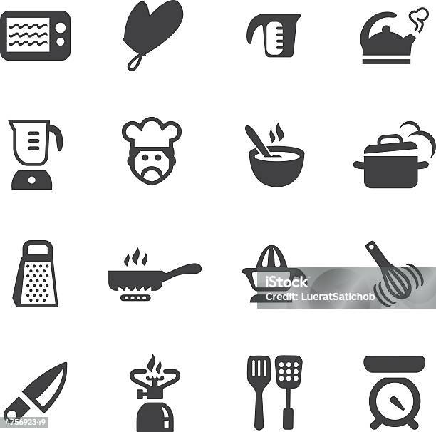 Kitchen Fun Silhouette Icons 1 Stock Illustration - Download Image Now - Appliance, Broiling, Cigarette Lighter