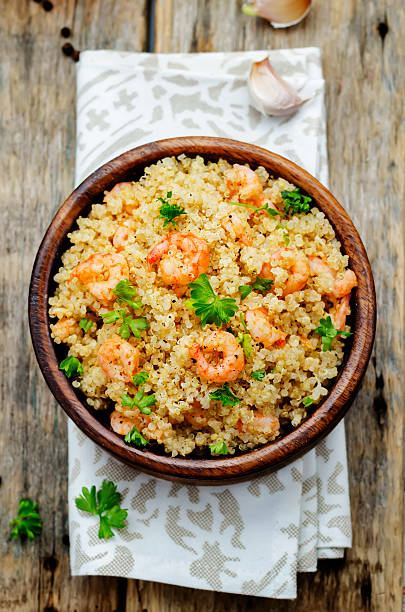 quinoa with shrimp and parsley