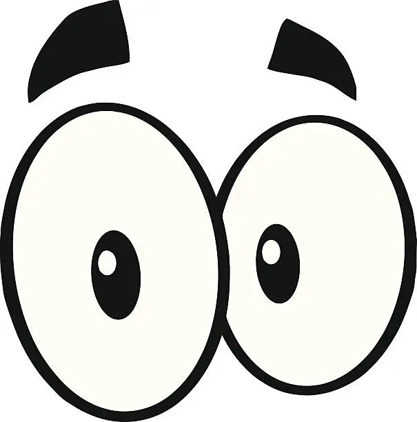 Vector illustration of Black and White Cute Cartoon Eyes