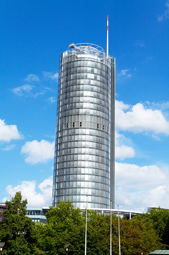 Essen, Germany - August 7, 2011: Office building and tower of company RWE in Essen at sunny summer day.