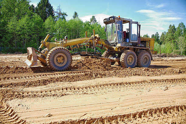 Diamond mining in open pit, heavy duty motor grader, Botswana