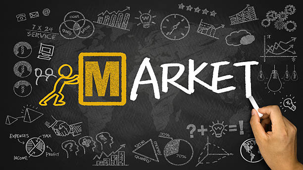istock market concept handwritten on blackboard 475699440